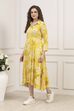 Olive Rayon Printed Straight Dress image number 2