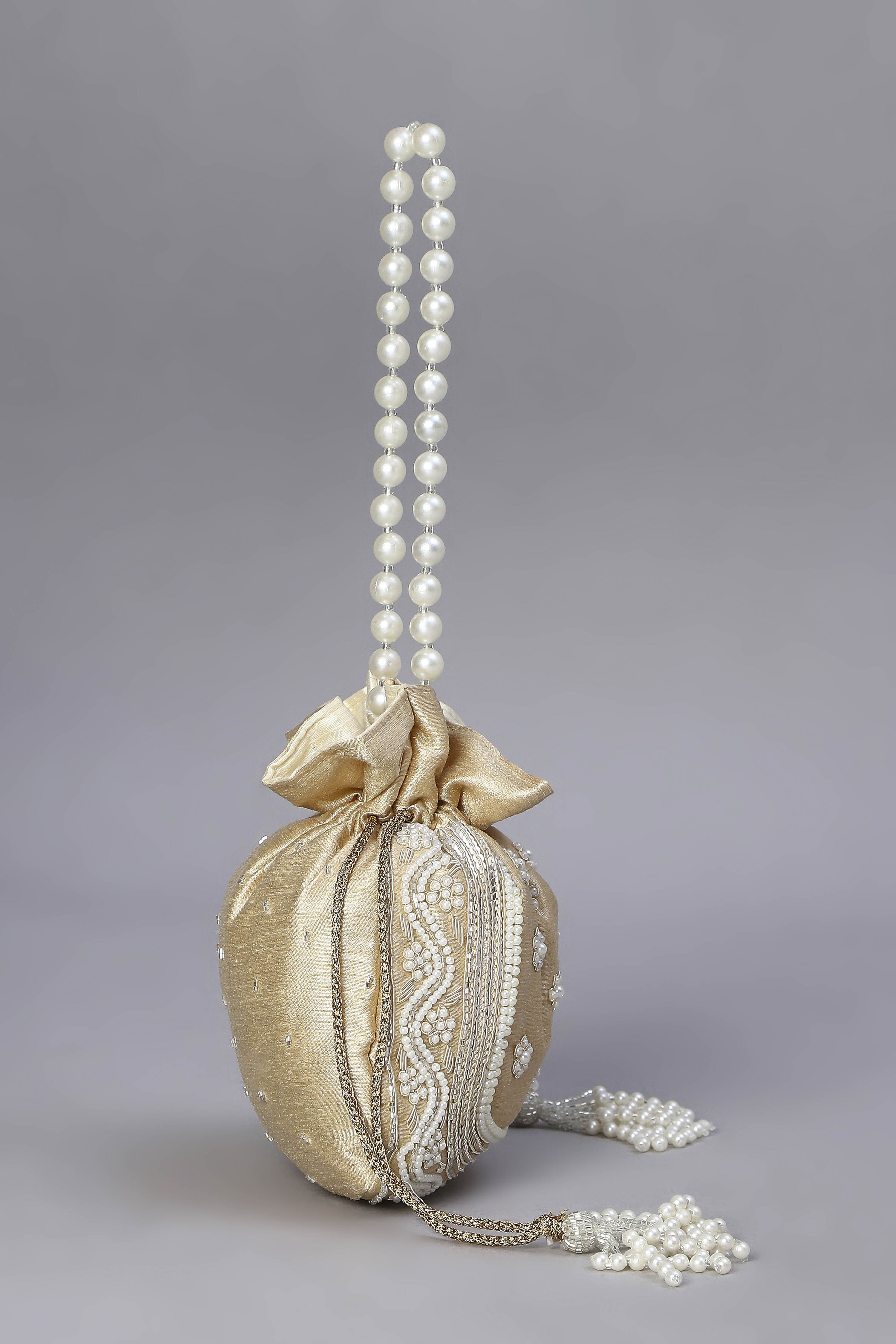 Peach Fabric Potli Bag image number 4