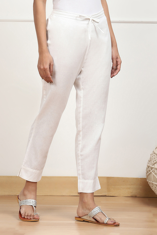 Rust Cotton Solid Regular Pants image number 3