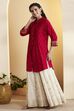 Pink Viscose Blend A Line Kurta image number 2