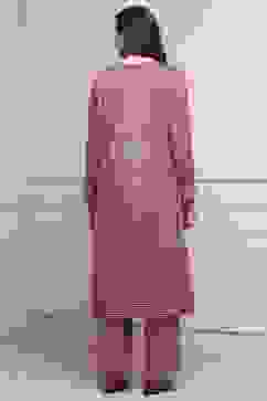 Pink Polyester Straight Printed Kurta Pants Set image number 4