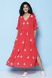 Red Cotton A Line Fusion Wear Dress image number 0
