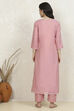 Pink Tissue Hand Embroidered Unstitched Suit Set image number 5
