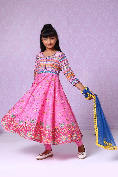 Pink Cotton Anarkali Suit image number 2