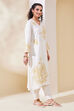 Off White Viscose Rayon Straight Kurta Pants Set image number 5