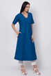 Ink Blue Cotton A-Line Kurta image number 3