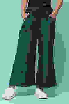 Teal Polyester Solid Pants image number 5