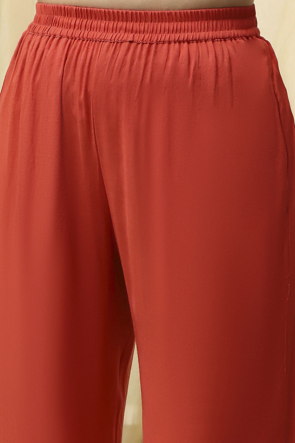 Red Chanderi Machine Embroidered Unstitched Suit Set image number 3