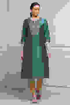 Blue Viscose Blend Solid Straight Kurta image number 5