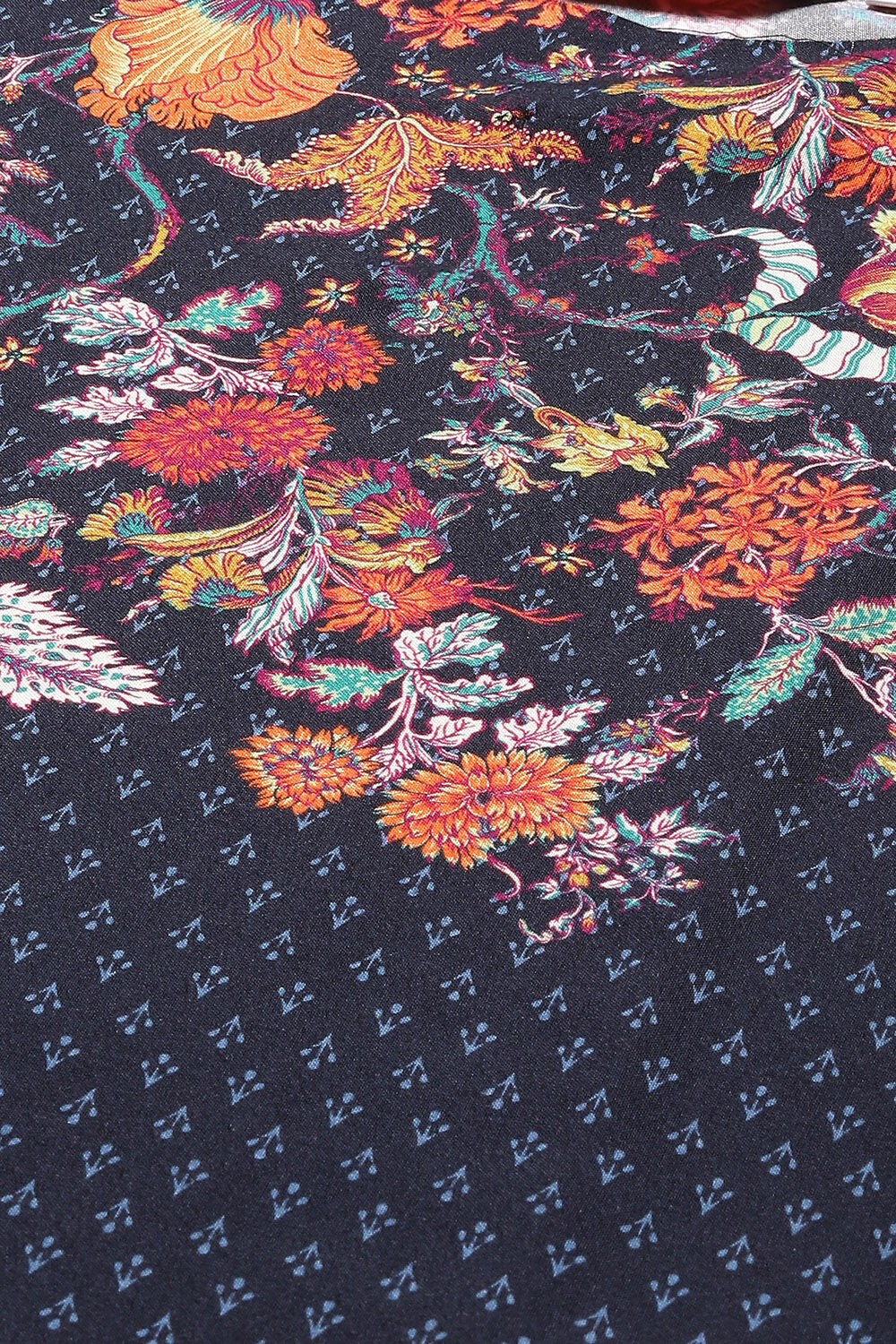 Red Printed LIVA Asymmetric Kurta Palazzo Suit Set image number 1