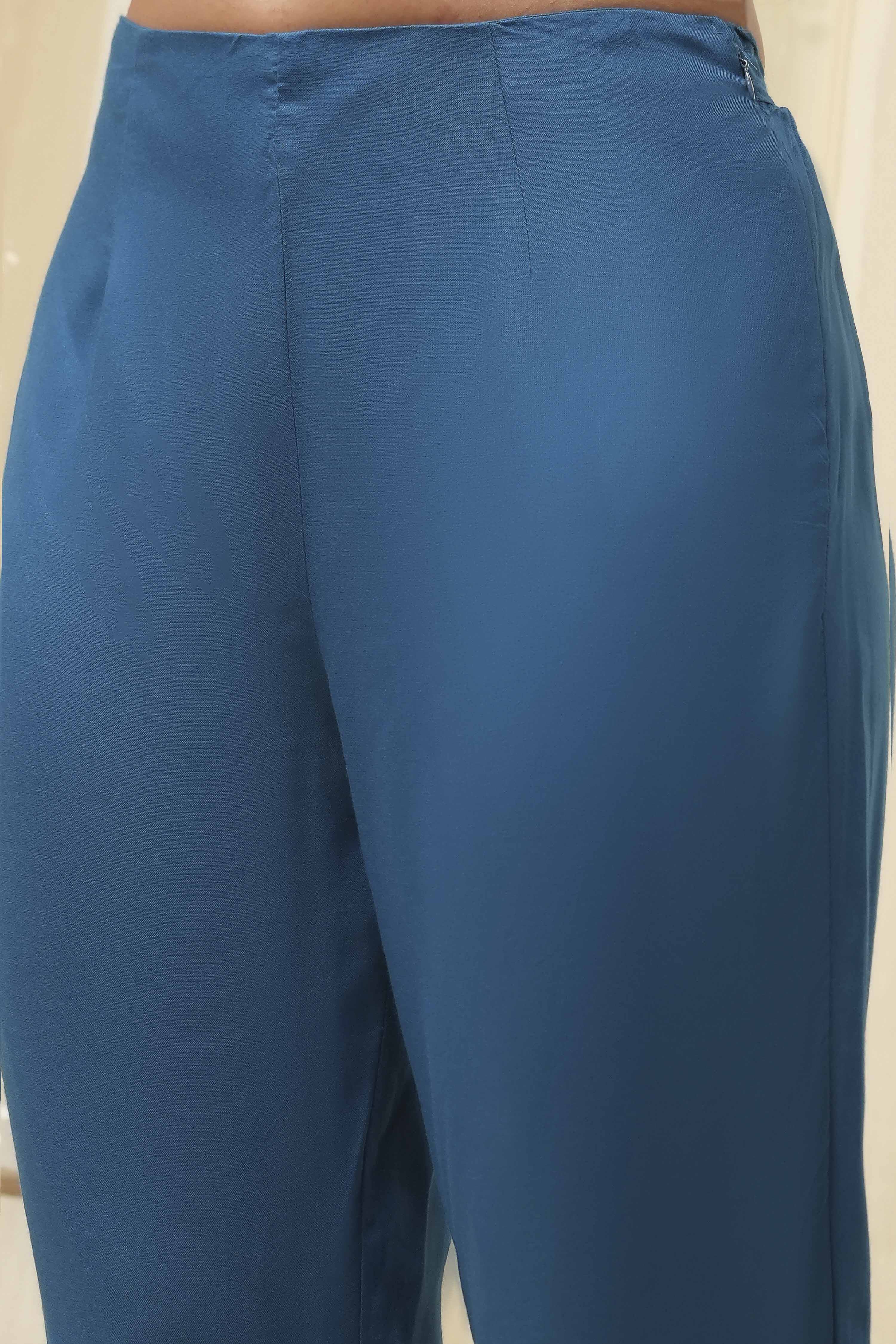 Fuschia Rayon Straight Kurta Pant Suit Set image number 2