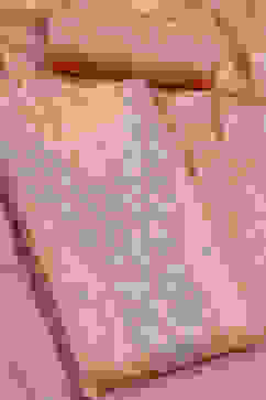 Peach Tissue Machine Embroidered Unstitched Suit Set image number 1