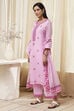 Pink Embroidered Straight Suit Set image number 3