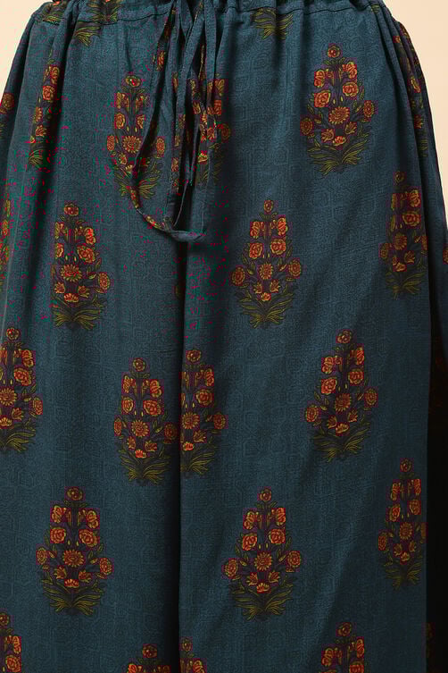 Rust Cotton Floral Palazzo Pants image number 1