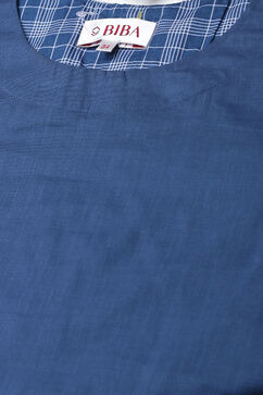Blue Cotton Straight Printed Kurta image number 4