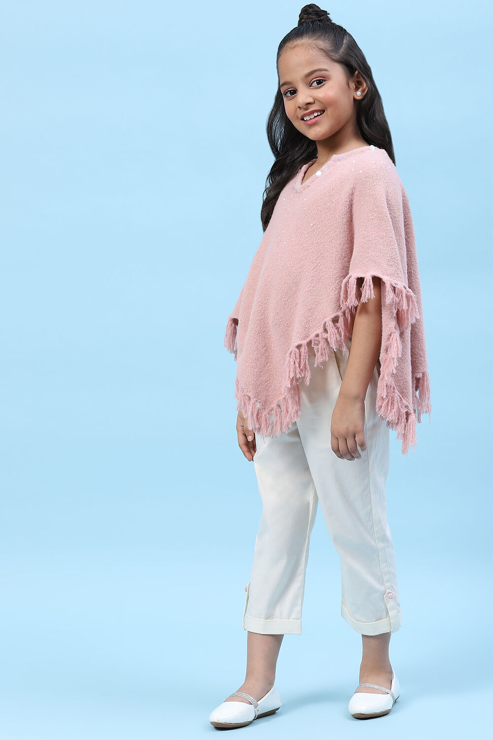 Powder Blue Cotton Solid Pant image number 5