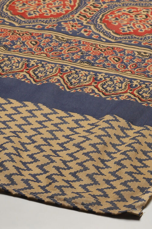 Blue Cotton Unstitched Suit Set image number 4