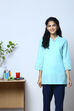 Black Cotton Flax Solid Kurti image number 2