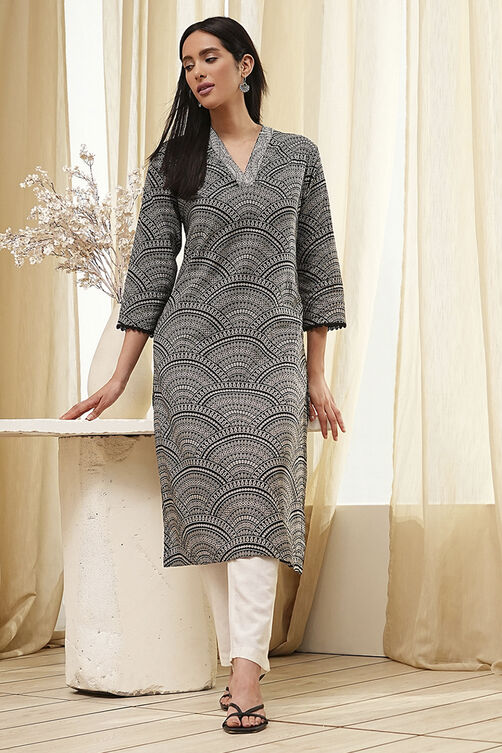 Black Straight Kurta image number 0