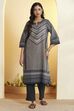 Black Cotton Straight Kurta image number 5