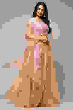 Powder Pink Cotton Silk Embroidered Lehenga Set image number 6