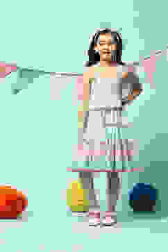 Turquoise Cotton Tiered Dress image number 5