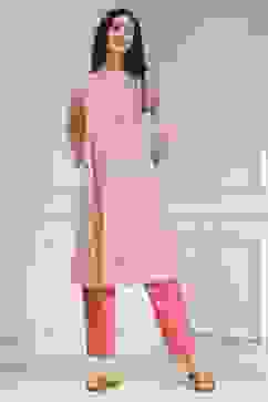 Coral Cotton Printed A-Line Kurta image number 5