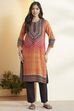 Rust Viscose Rayon Geometric Printed A-Line Kurta image number 6