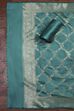 Turquoise Cotton Printed Embroidered Unstitched Suit Set image number 3