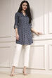 Blue Viscose Rayon Relaxed Printed Kurta image number 0