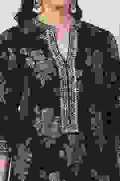 Black Cotton Straight Kurta Palazzo Suit Set image number 1