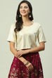 Ecru Art Silk Straight Printed Top