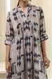 Grey Printed Pleated A-Line Kurta image number 1