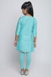 Turquoise Cotton Straight Kurta Legging Suit Set image number 5
