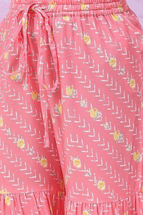 Pink & Yellow Art Silk Straight Kurta Set image number 2