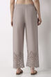 Grey Cotton Straight Palazzos image number 5