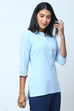 Black Cotton Flax Solid Kurti image number 3