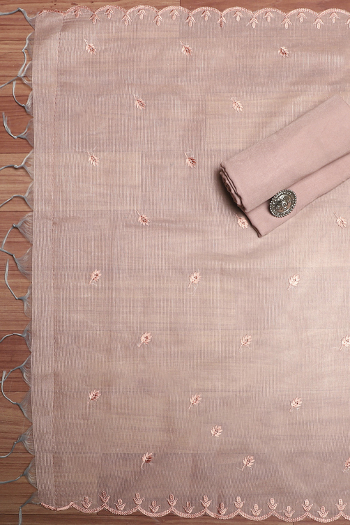 Peach Net Unstitched Suit Set image number 2