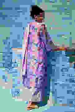 Pink & Purple Cotton Blend Kalidar Kurta Palazzo Suit Set image number 5