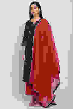 Brown And Red Art Silk Straight Kurta Palazzo Suit Set image number 3