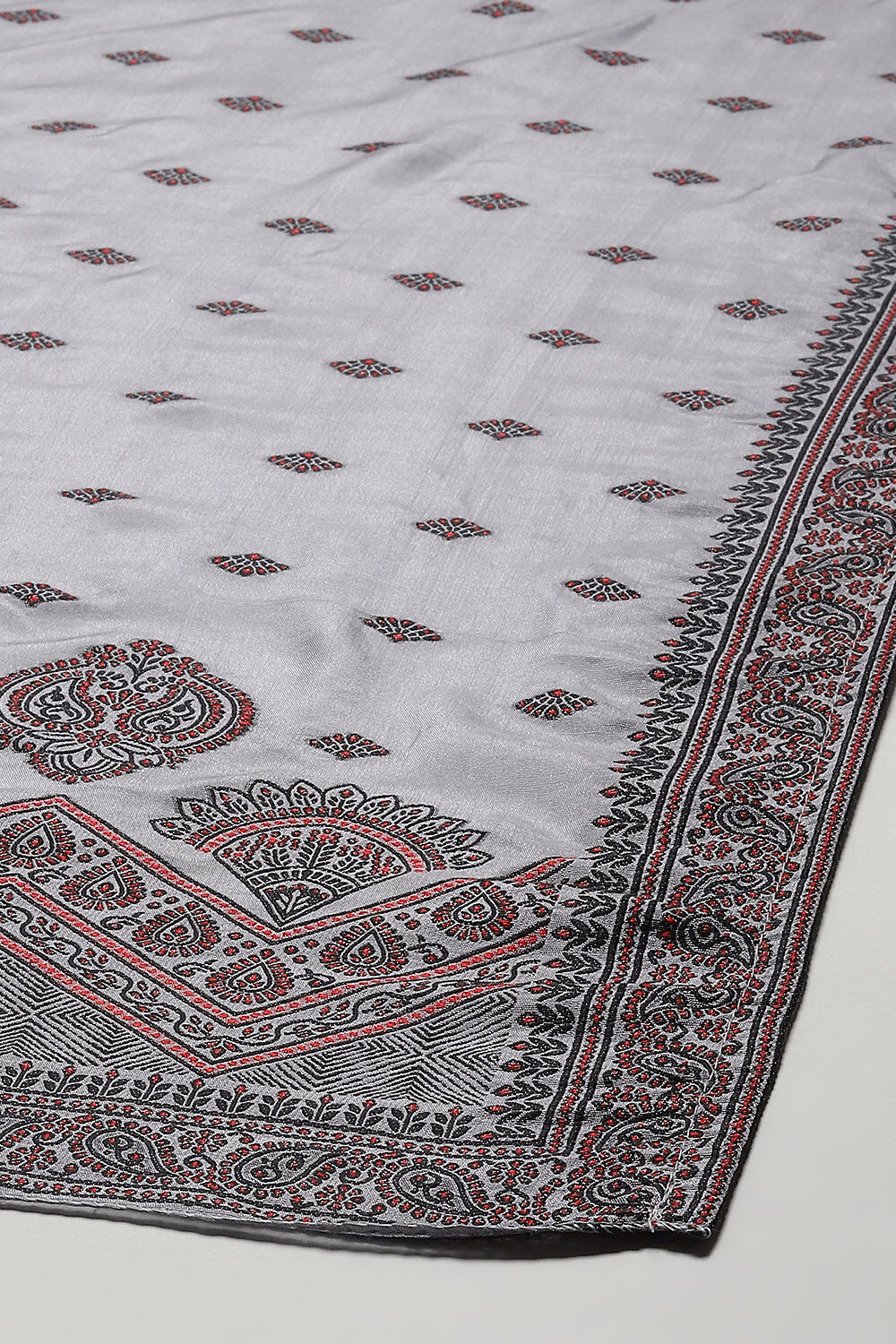 Sky Blue Chanderi Unstitched Suit Set image number 4