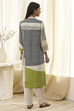 Black and Off-White Straight Printed Kurta Set image number 4