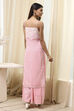Pink Cotton Floral Strappy Straight Suit Set image number 4