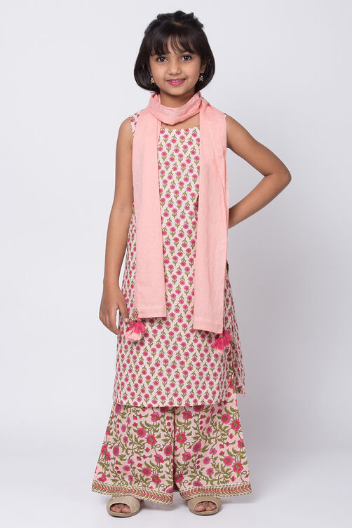 Peach Cotton Straight Straight Kurta Palazzo Suit Set image number 0