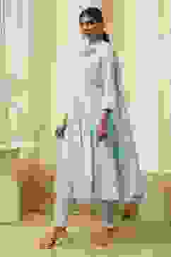 Aqua Pure Cotton Printed Kalidar Suit Set image number 3