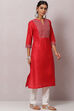 Yellow Straight Nylon Viscose Kurta image number 2