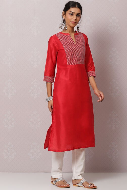 Yellow Straight Nylon Viscose Kurta image number 2