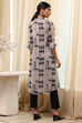 Grey Printed Pleated A-Line Kurta image number 3