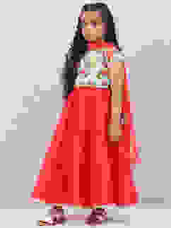 Orange & Turquoise Art Silk Lehenga Set image number 5