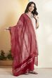 Red Chanderi Chevron Printed Dupatta image number 4